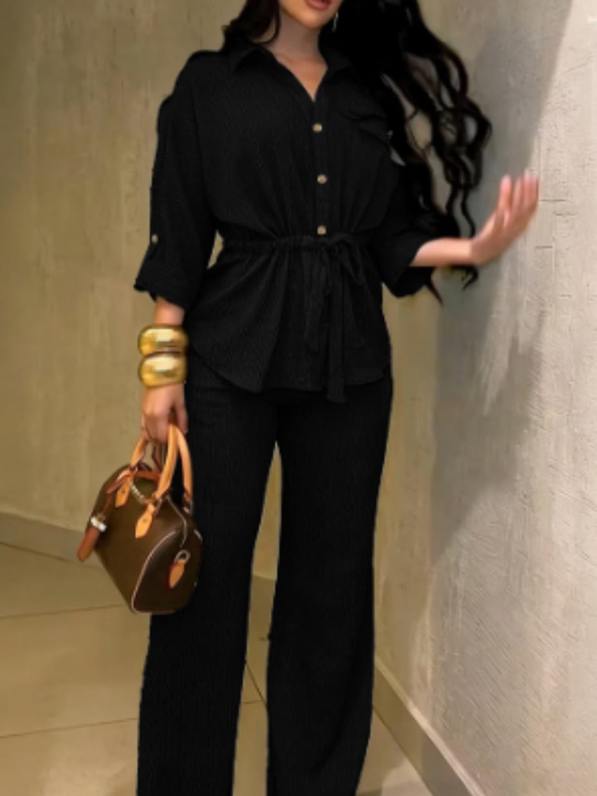 Chic Drawstring Wide-Leg Co-Ord Set
