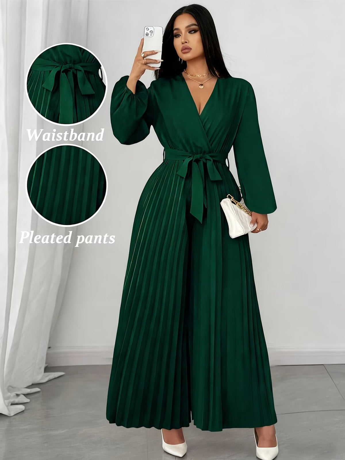 Plus Size Deep V-Neck Jumpsuit for Women