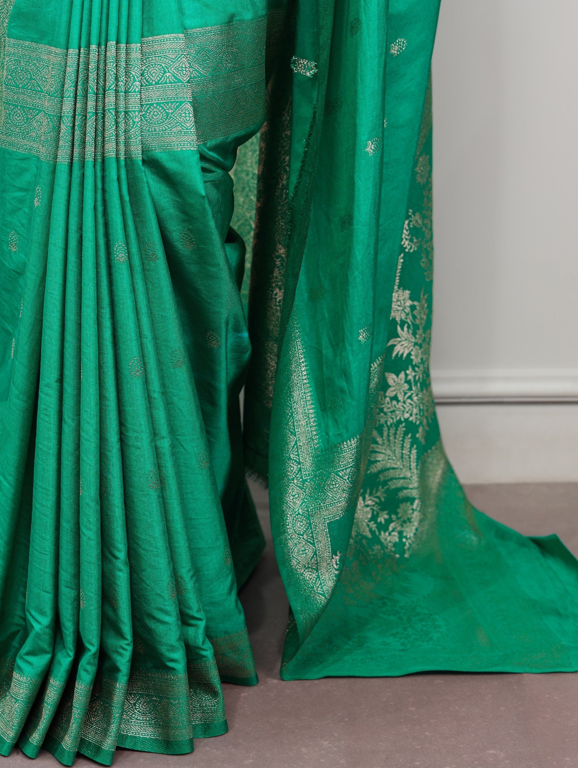 Aqua Green Mysore Zari Weaving Saree