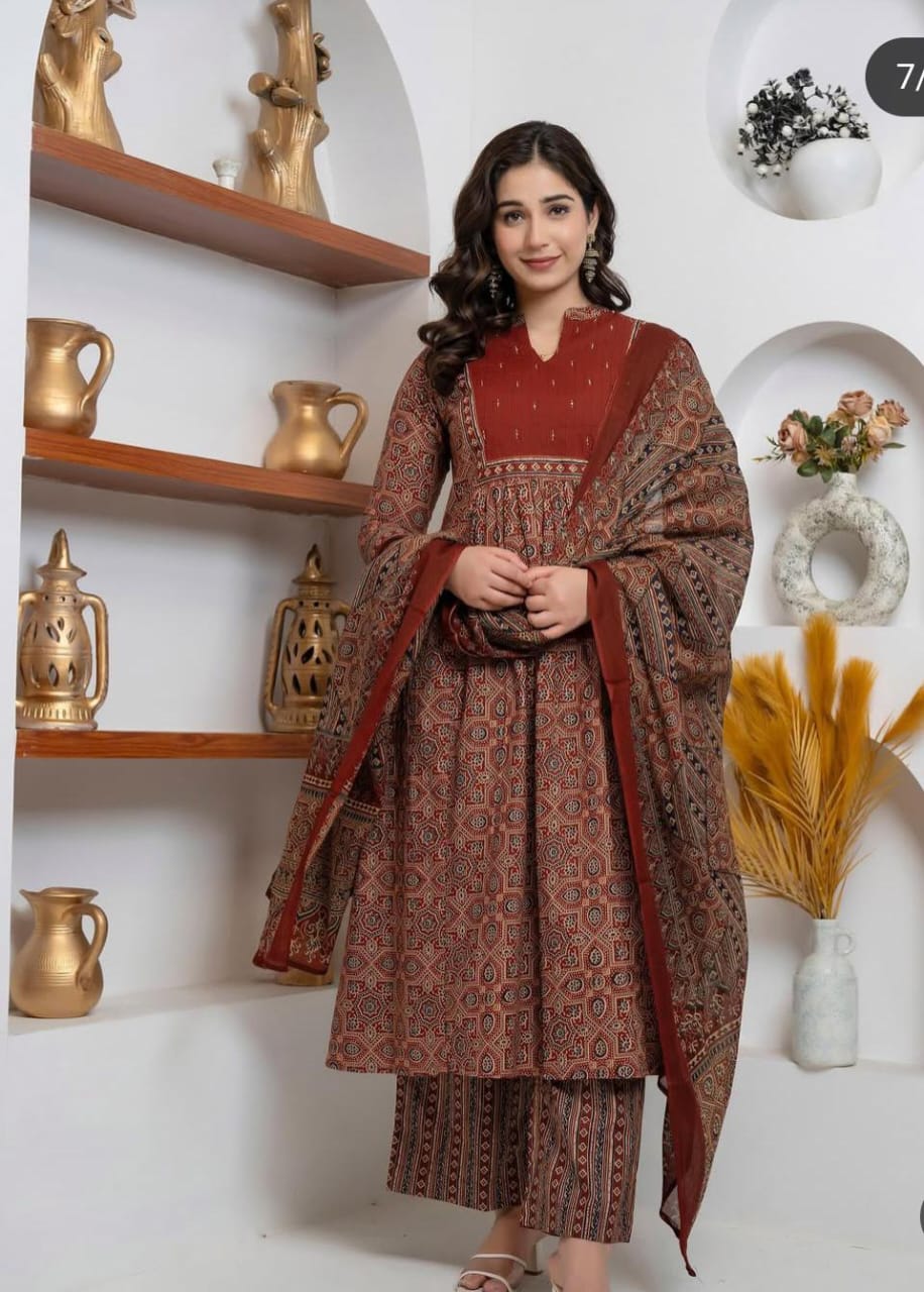 Azrak Cotton Suit with Pintex Work
