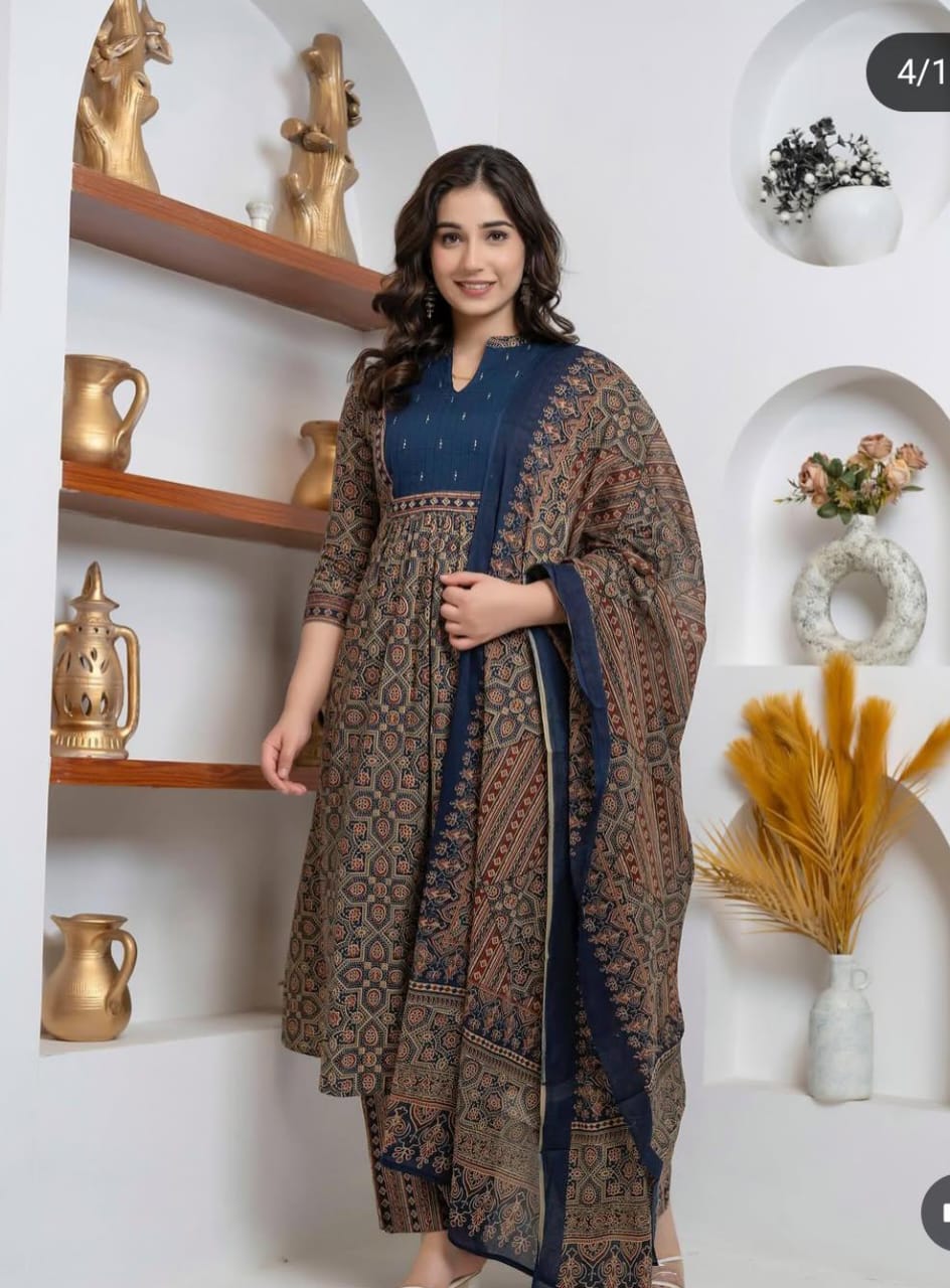 Azrak Cotton Suit with Pintex Work