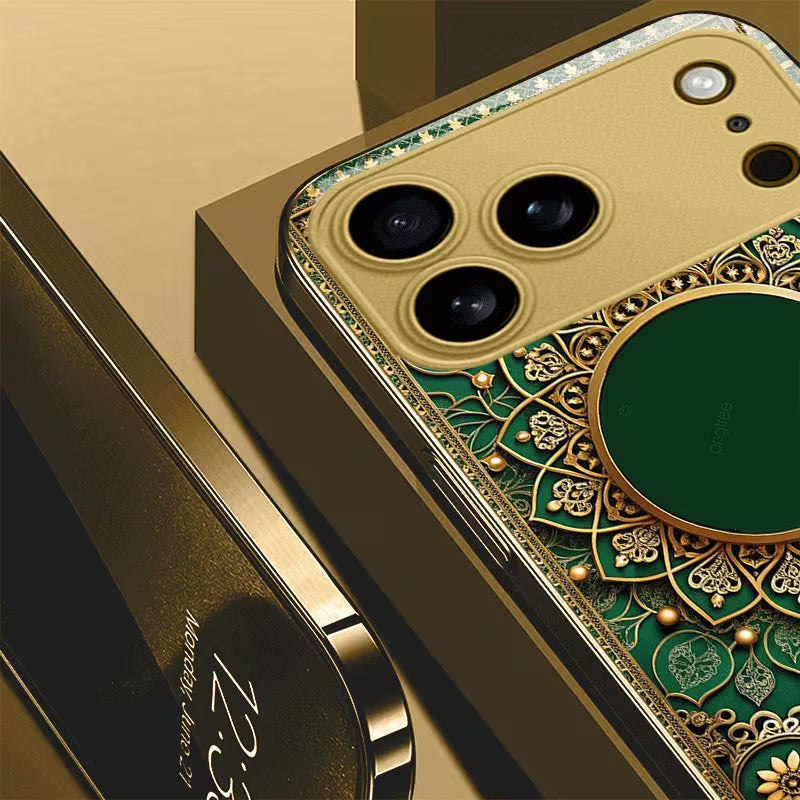 Luxury Golden Peacock Feather Glass Case for iPhone 📱✨