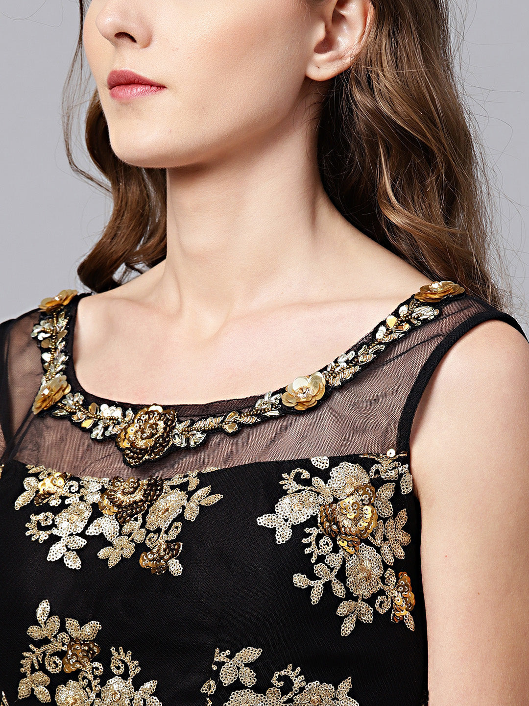 Charming Black Colored Part Wear Designer Sequins Embroidered Lehenga choli