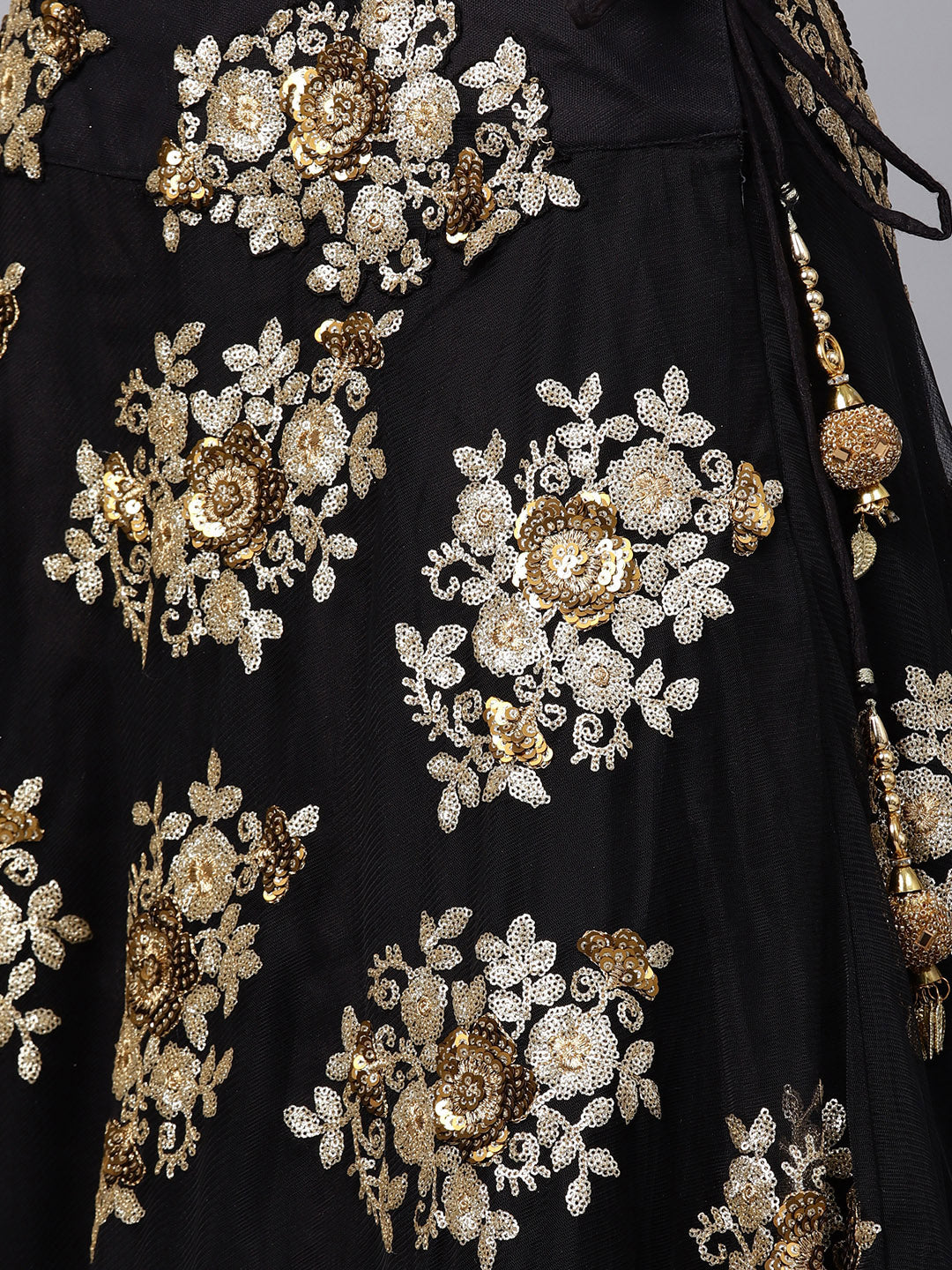 Charming Black Colored Part Wear Designer Sequins Embroidered Lehenga choli