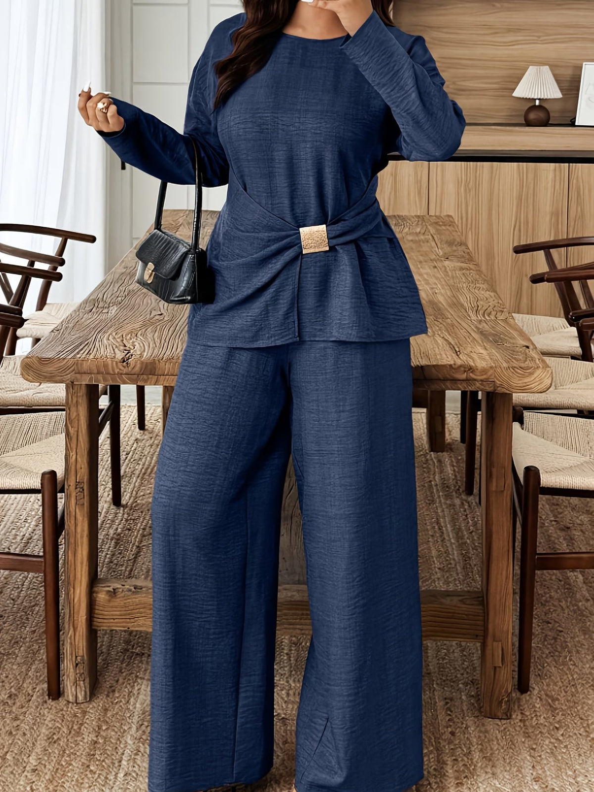 Elegant Pleated Waist Tie Co-Ord Set