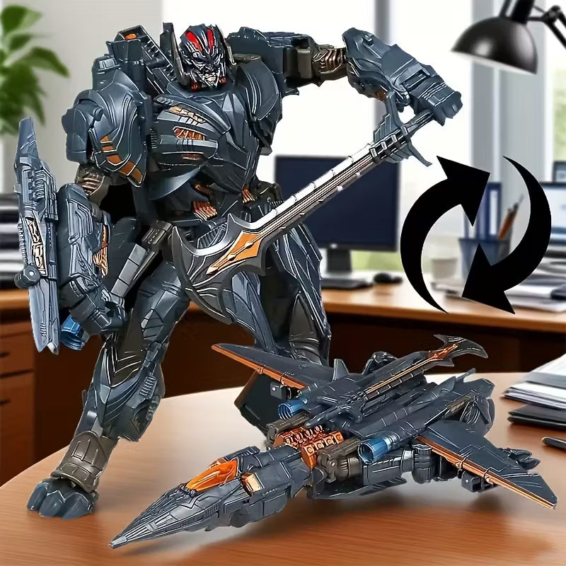 Transformable Mecha Aircraft Action Figure with Sword & Rifle