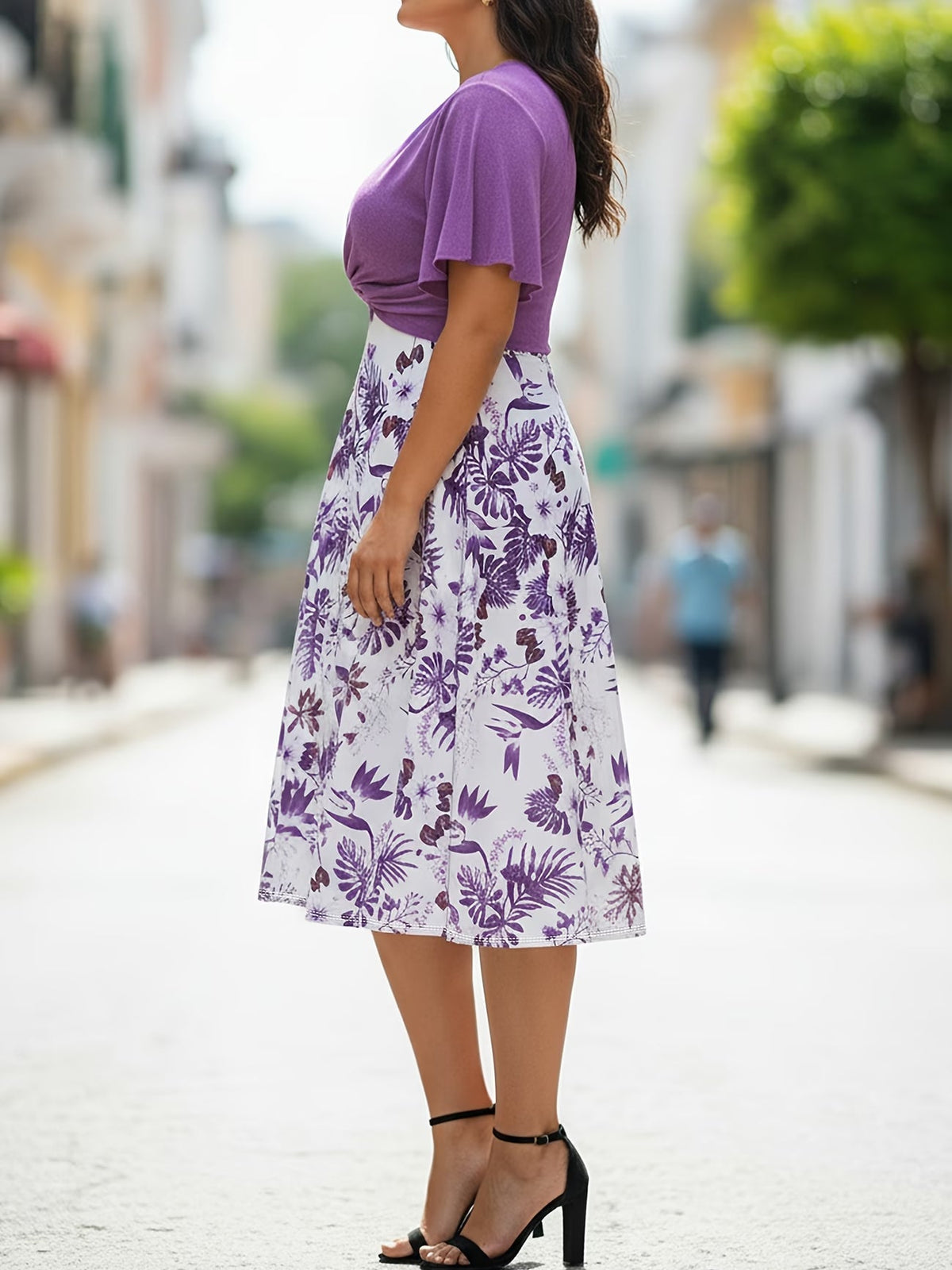 Women Summer Vacation Floral Dress & Top 2-Piece Set