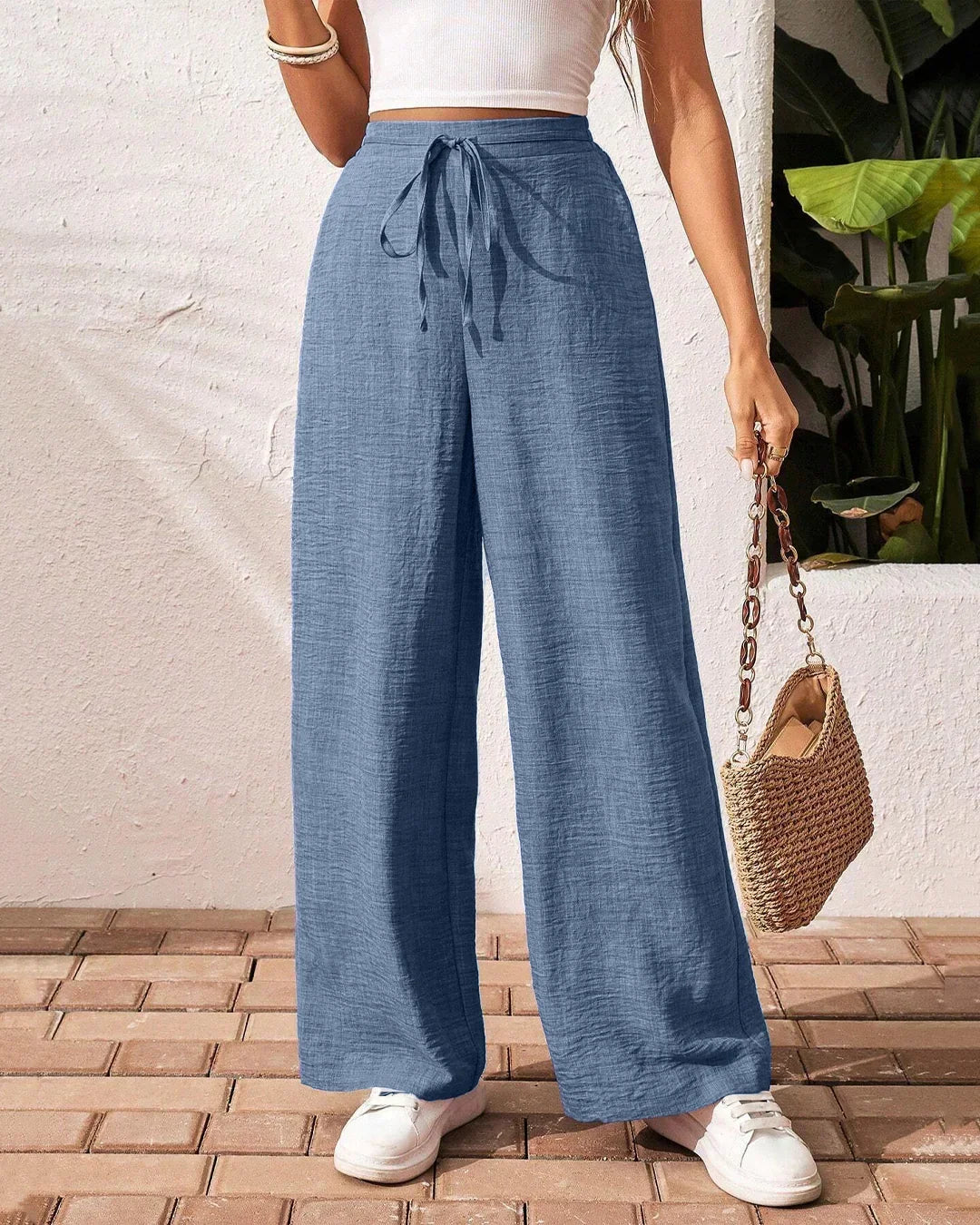 Relaxed Fit High Waist Lounge Pants in French Blue