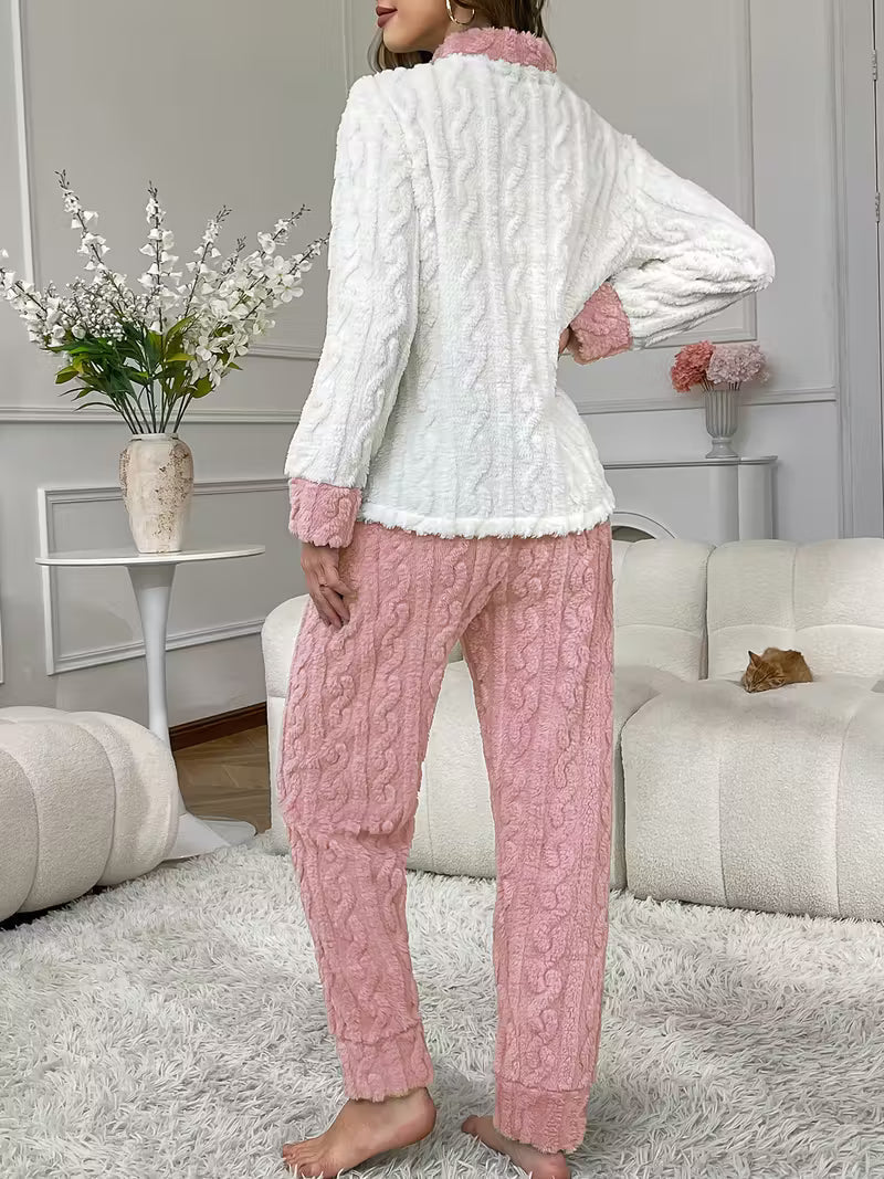 Pack Of 2 Women’s Winter Loungewear Set – Bear Embroidery, Soft And Comfortable