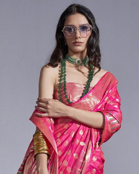 Baby Pink Timeless Banarasi Blended Silk Saree with Intricate Design – Perfect for Grand Occasions