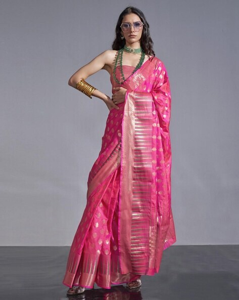 Baby Pink Timeless Banarasi Blended Silk Saree with Intricate Design – Perfect for Grand Occasions