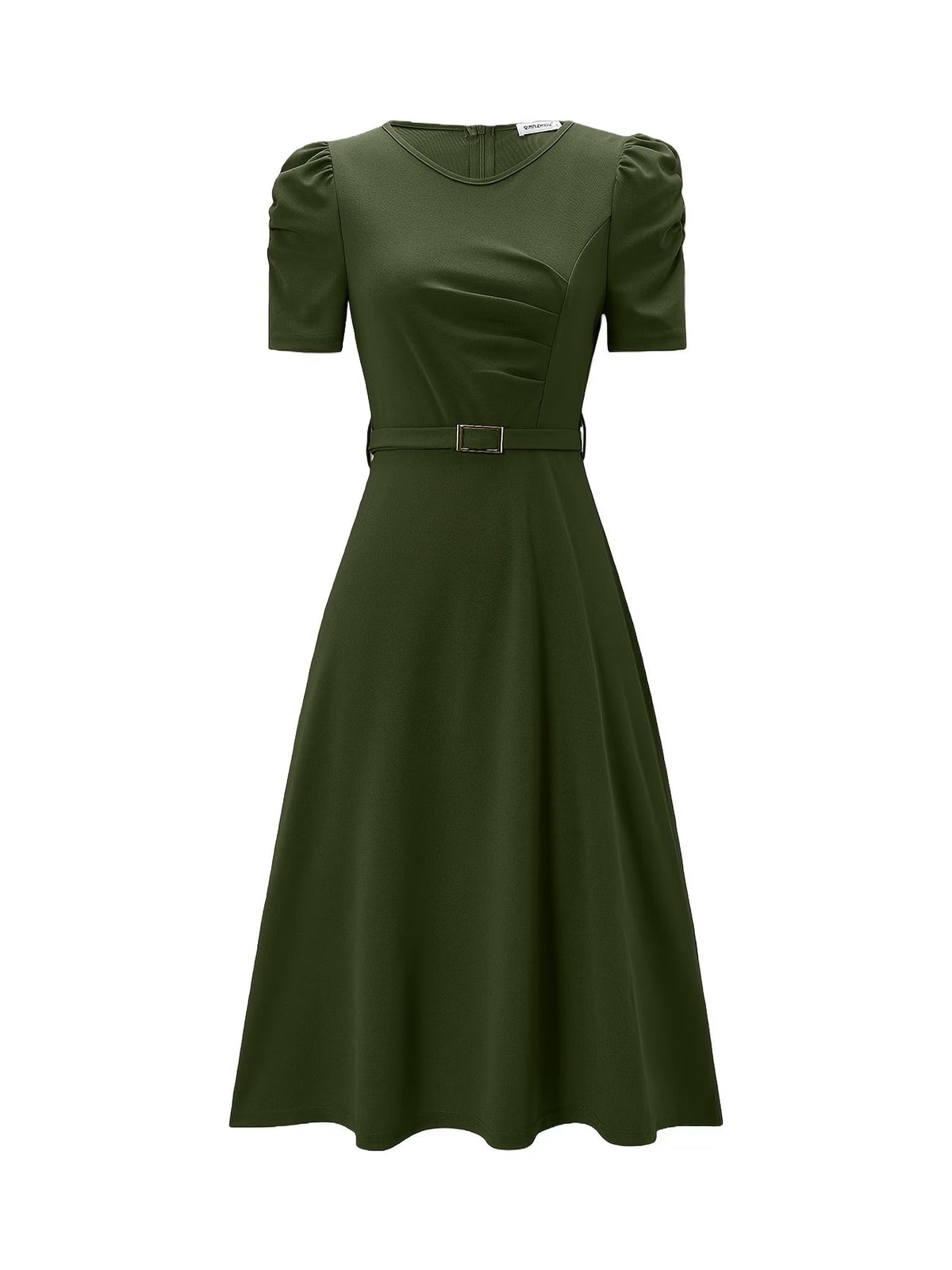 Women's Elegant V-Neck Ruffle Midi Dress with Waist Belt