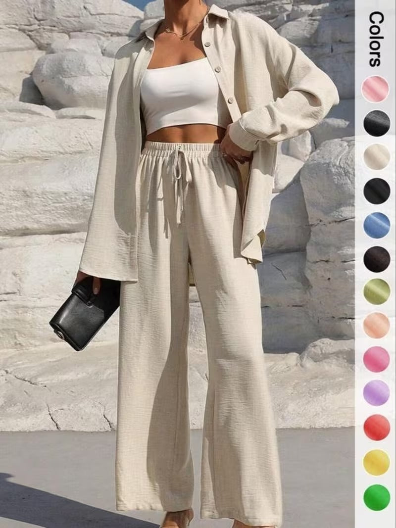 Women's Solid Long Cardigan & Pants Co-Ord Set