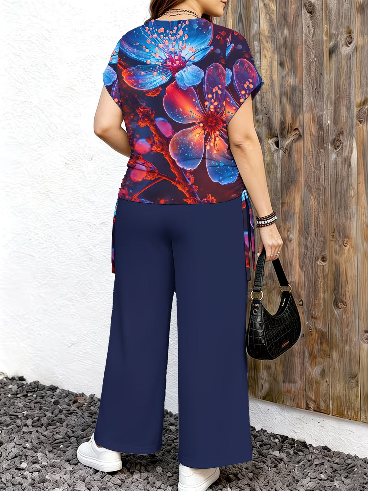 Women's Minimalist Print Top & Loose Pants Two-Piece Set