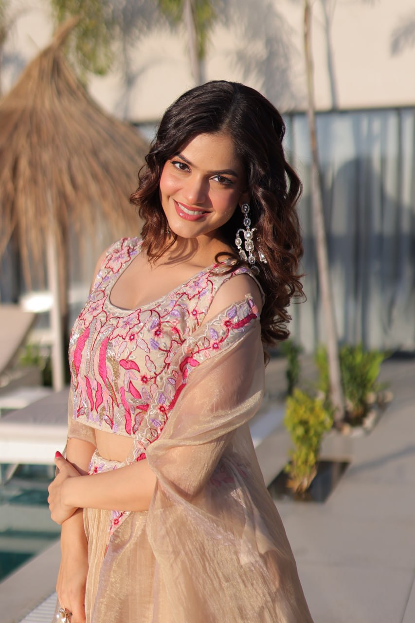 Beige Modern Ethnic Lehenga with Shrug