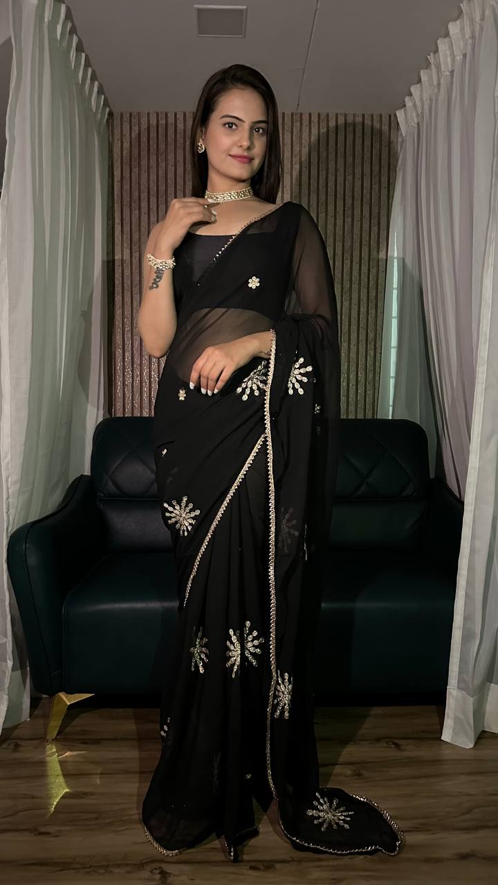 Black Desi Vibes Hot Georgette Saree