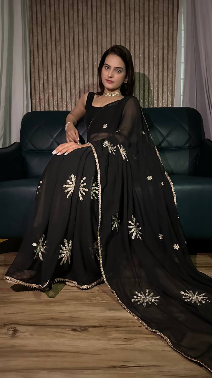 Black Desi Vibes Hot Georgette Saree