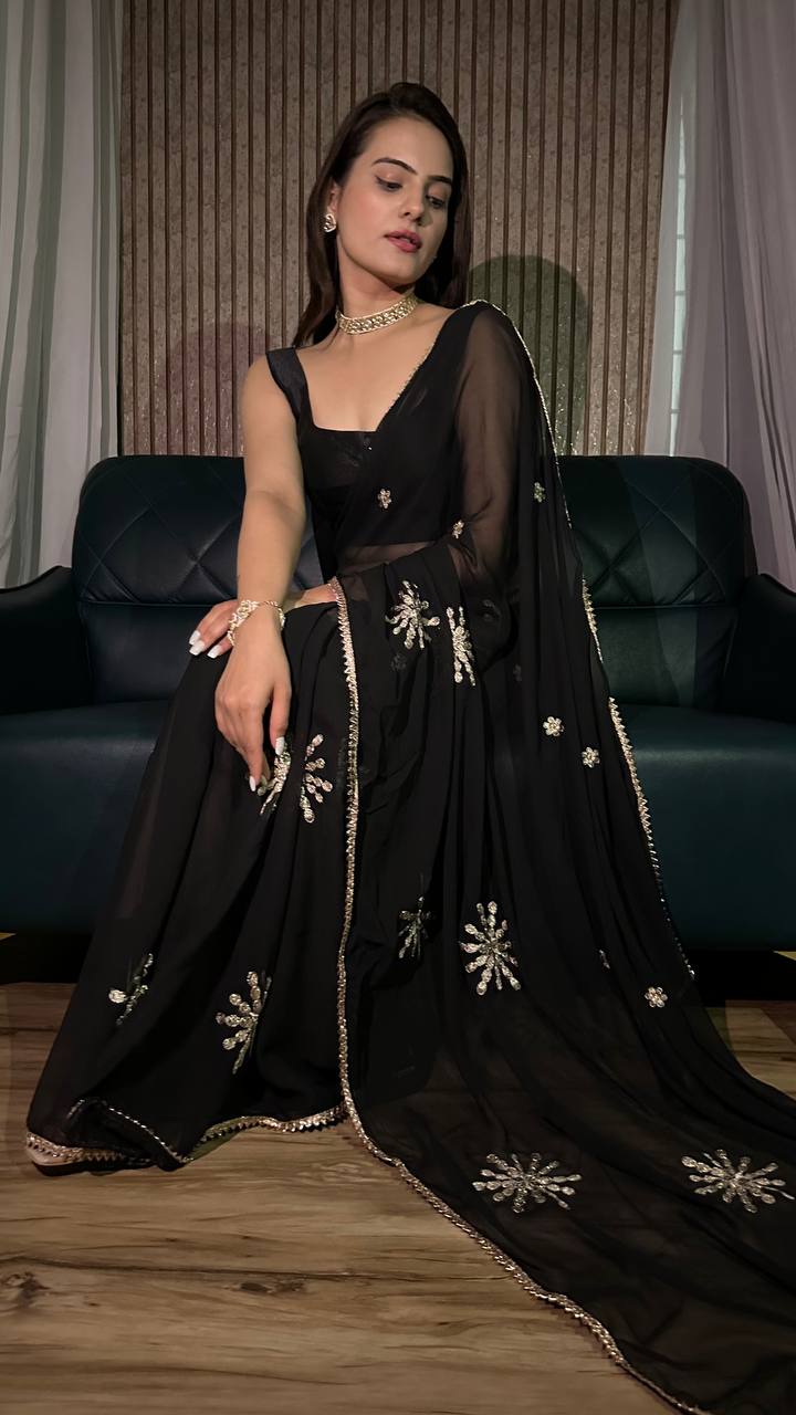 Black Desi Vibes Hot Georgette Saree