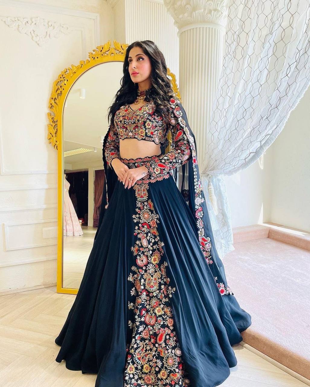 Black Designer Full Stitched Lehenga-Choli Set with Heavy Embroidery