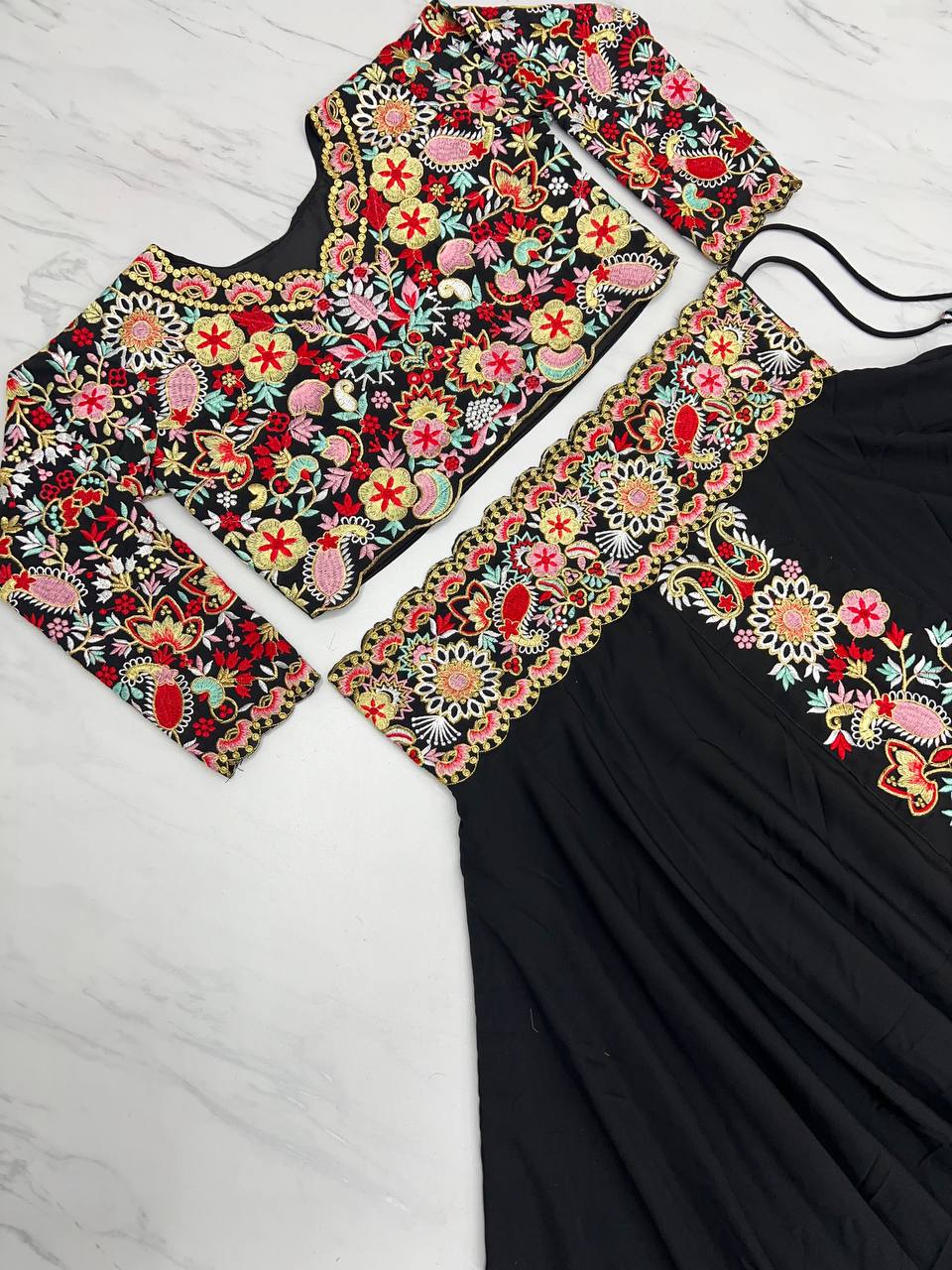 Black Designer Full Stitched Lehenga-Choli Set with Heavy Embroidery