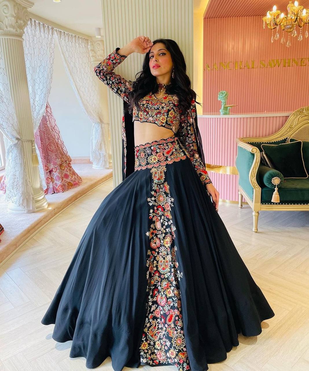 Black Designer Full Stitched Lehenga-Choli Set with Heavy Embroidery