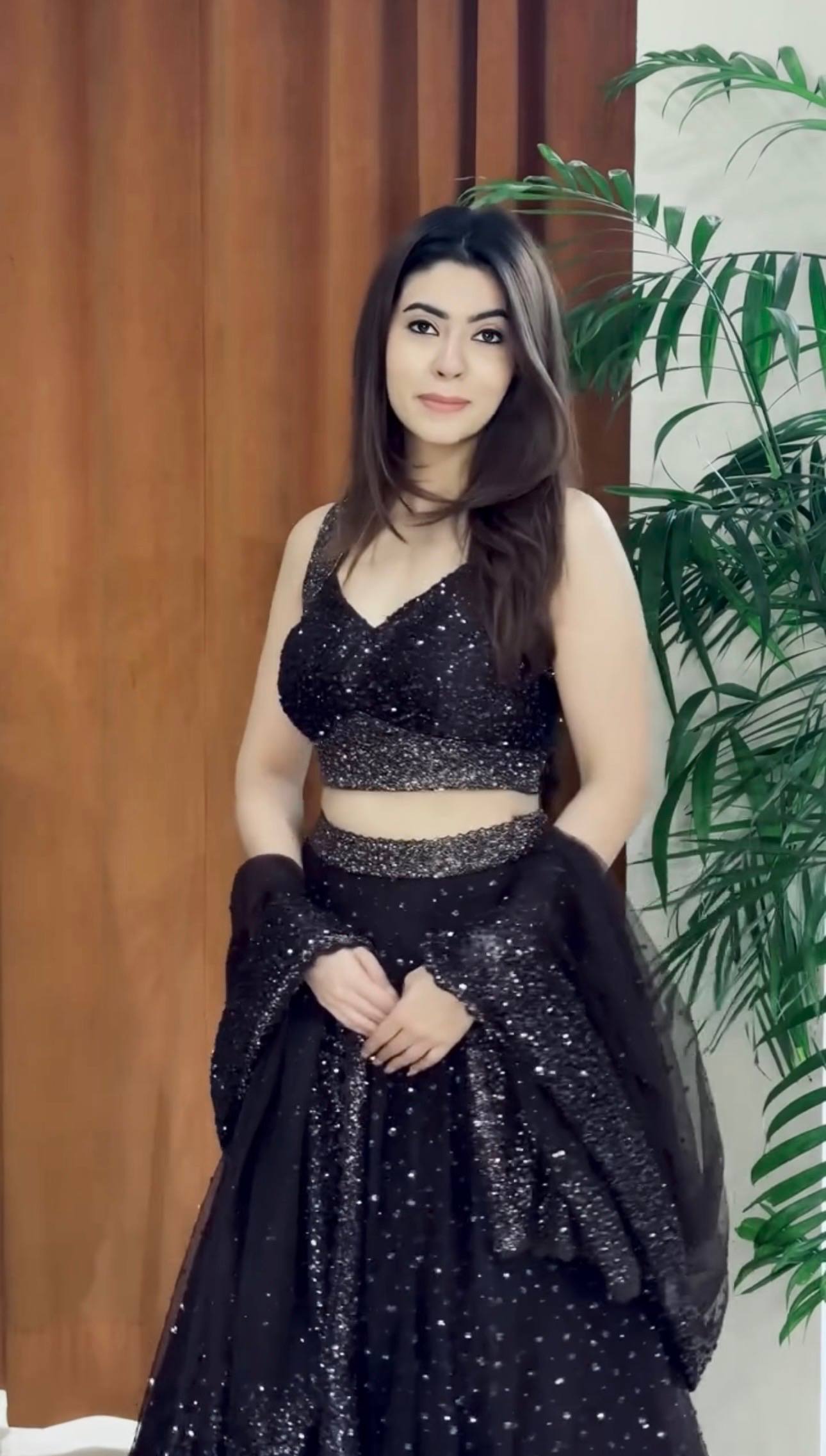 Black Designer Net Sequins & Zari Embroidered Lehenga Choli Set with 3.5 Meter Flair & Matching Dupatta