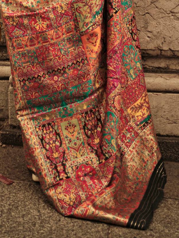 Black Elegant Banarasi Silk Blend Woven Saree with Unstitched Blouse Piece
