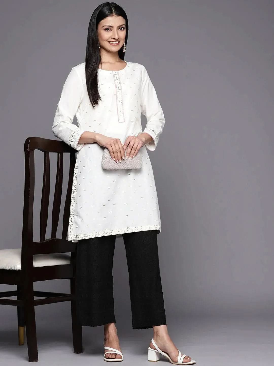 Anouk Black Embroidered Rayon Palazzos