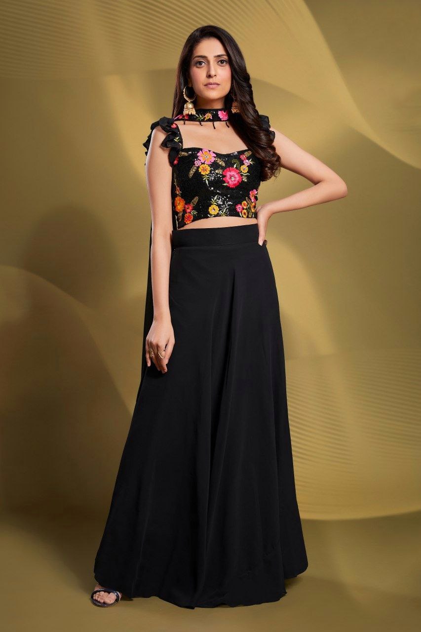 Black Gorgeous Georgette Embroidered Lehenga Set – Ready to Wear