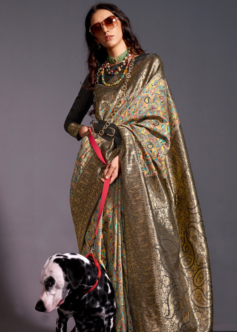 Black & Gray Versatile Elegance Modal Silk Saree – Effortless Style for Every Occasion