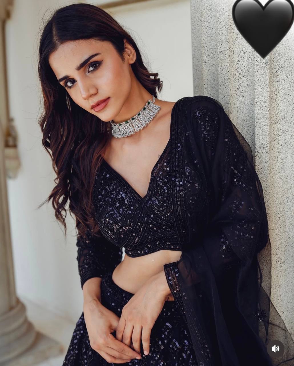 Black Mesmerizing Georgette Lehenga Set with Sequins & Dori Work