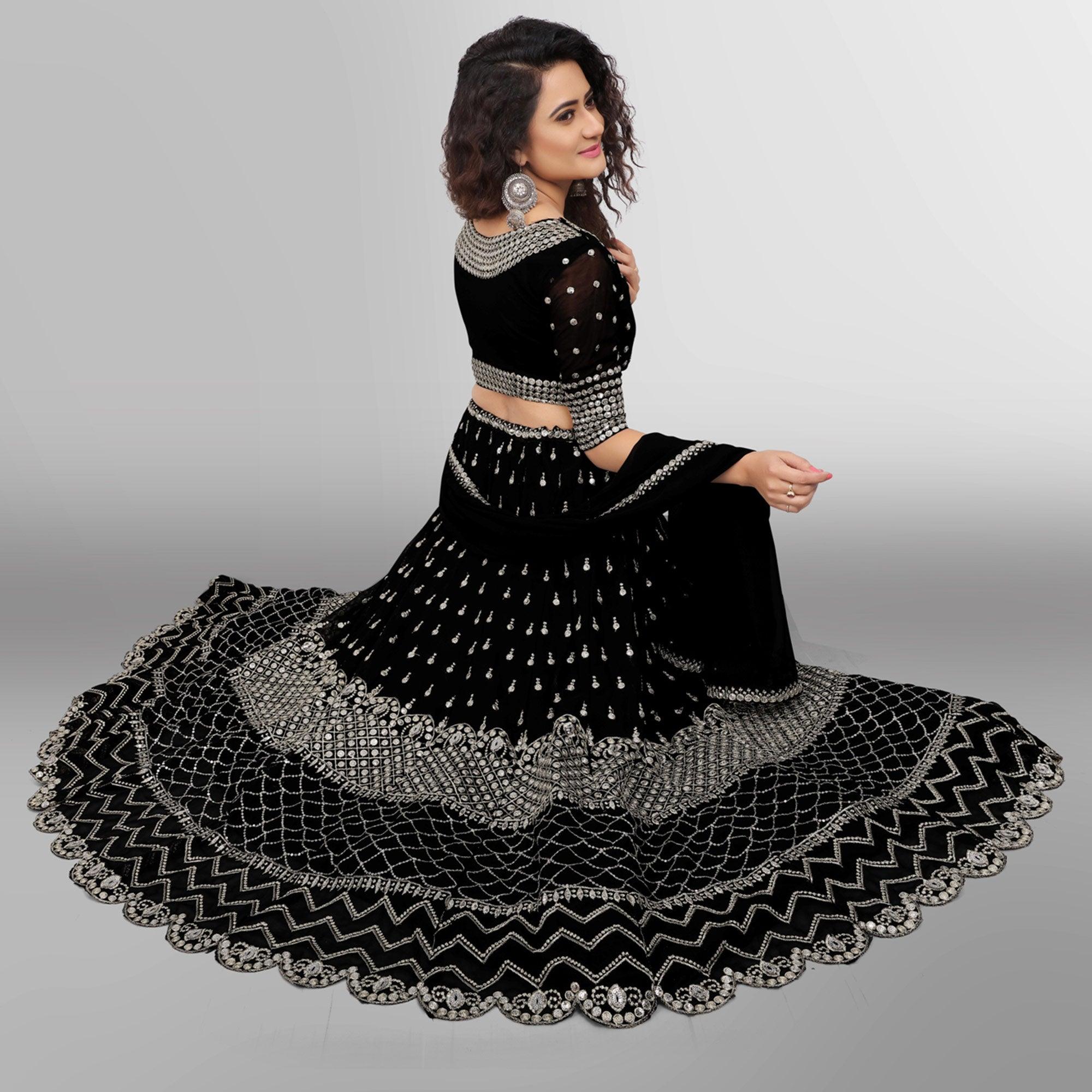 Black Party Wear Sequins Embroidered Georgette Lehenga Choli