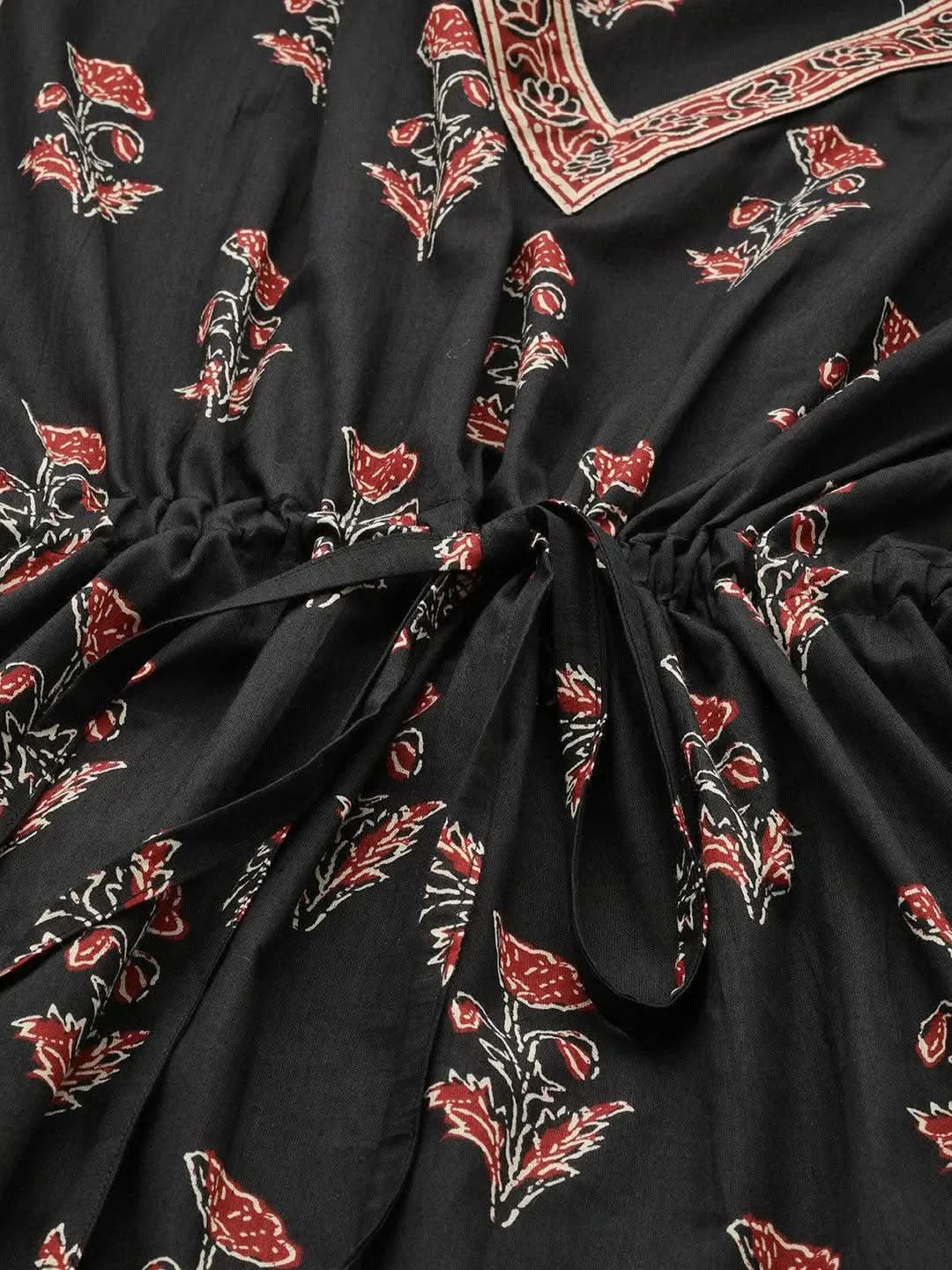 Anouk Black Printed Cotton Night Dress