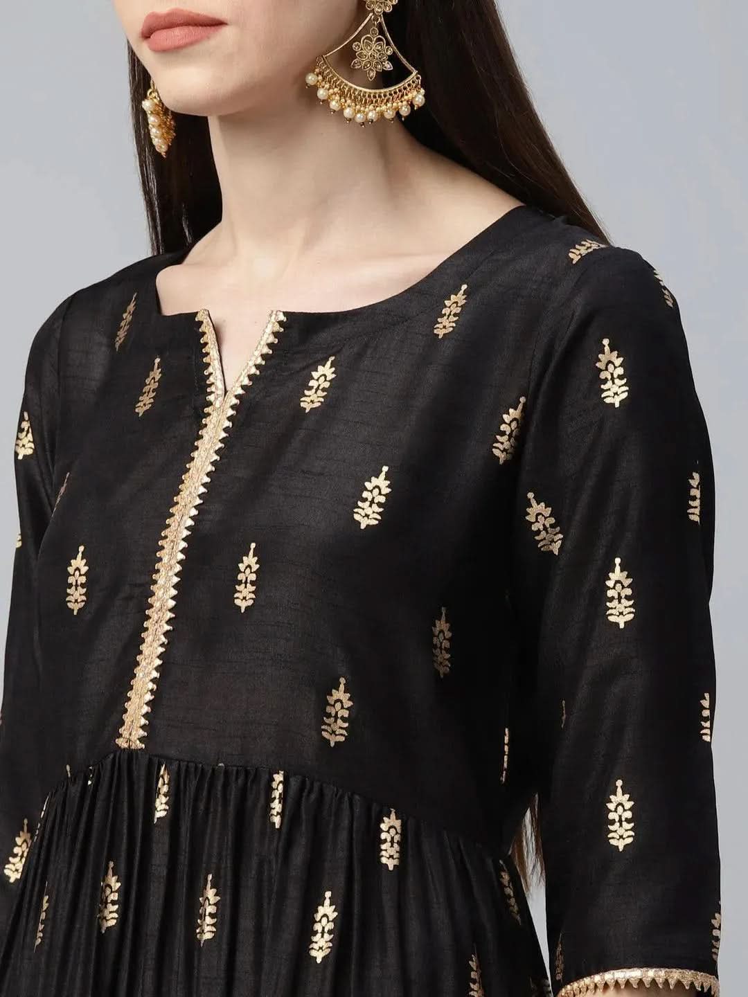 Anouk Black Printed Polyester Dress