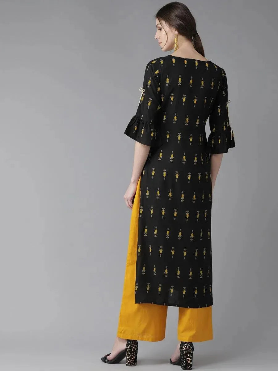 Anouk Black Printed Rayon Kurta