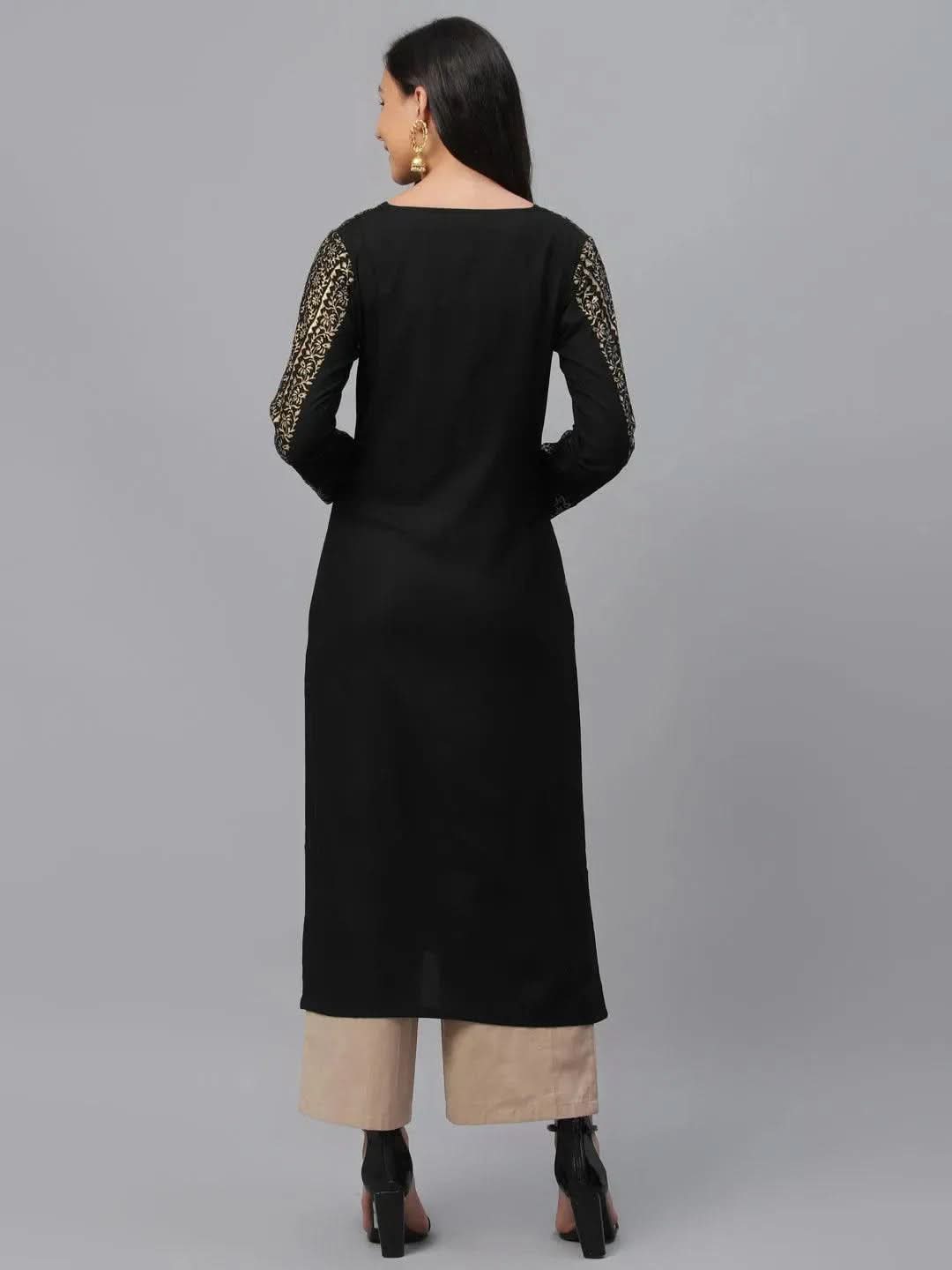 Anouk Black Printed Rayon Kurta
