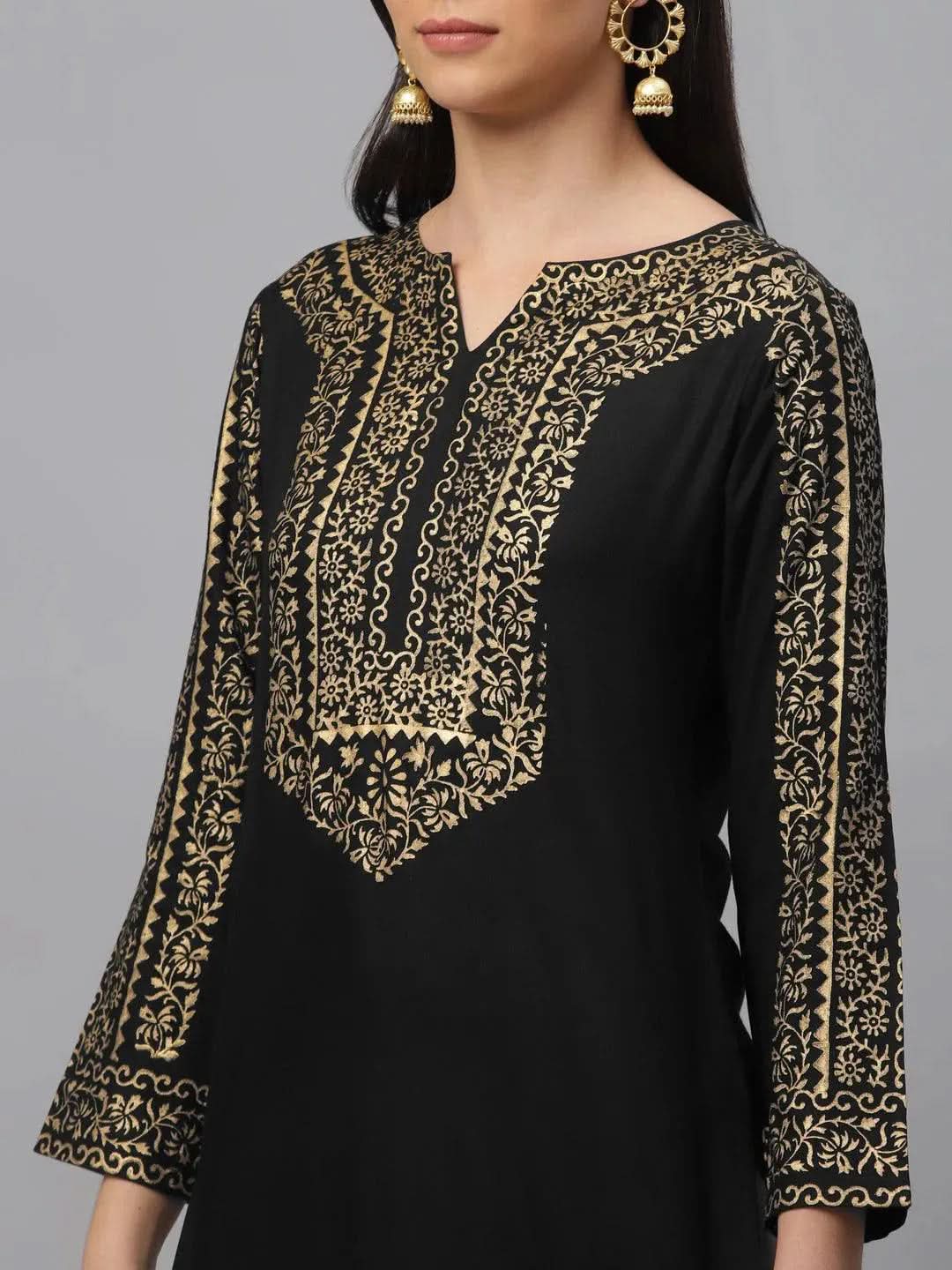 Anouk Black Printed Rayon Kurta