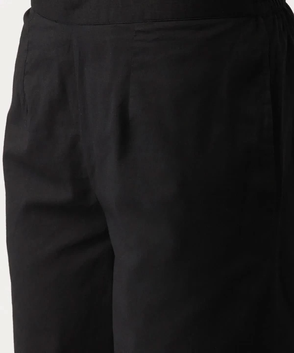 Anouk Black Solid Cotton Palazzos
