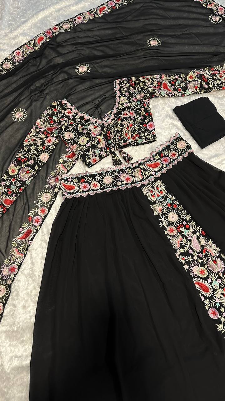 Black Unforgettable Elegance – Georgette Embroidered Lehenga Set