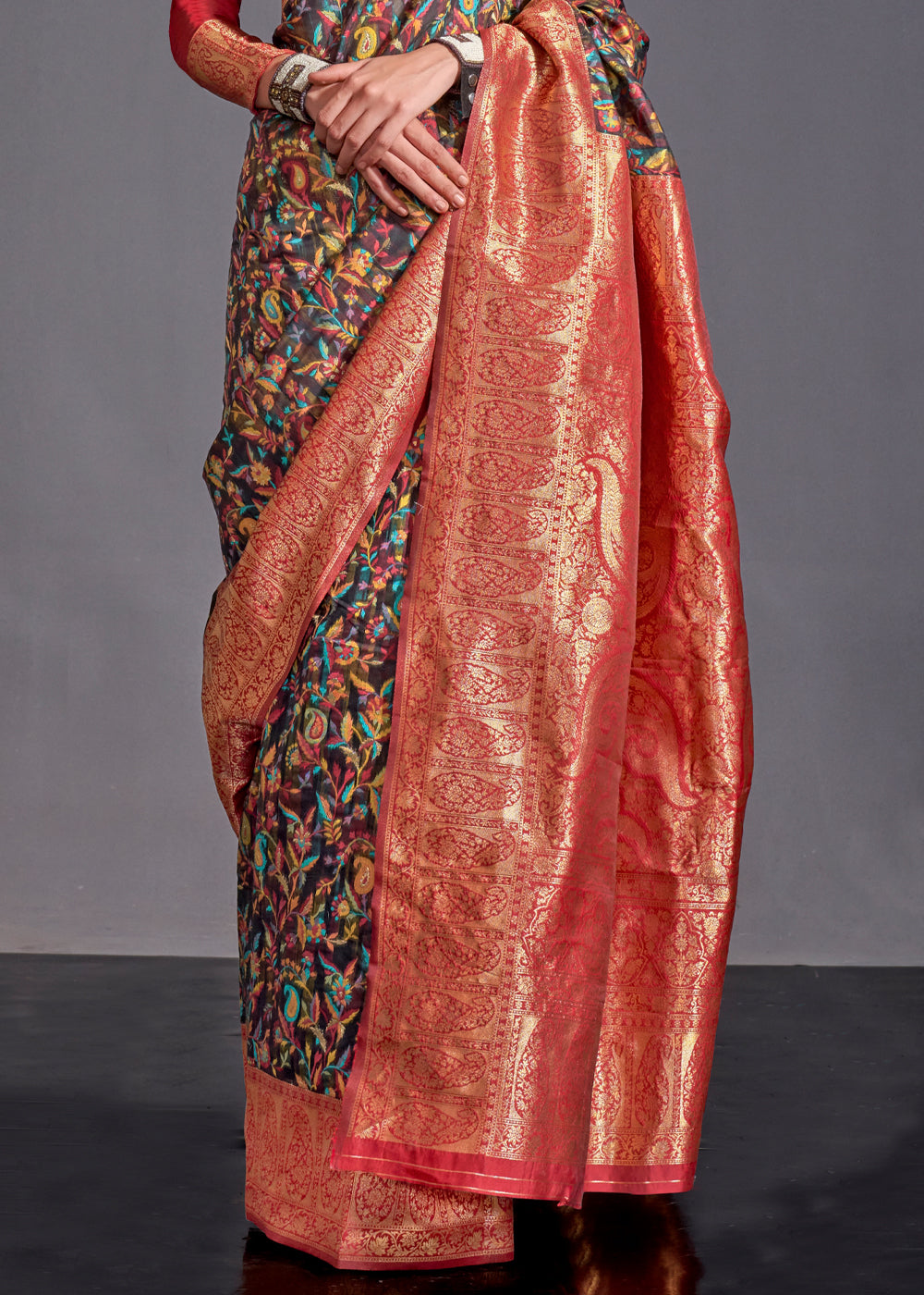 Black & Red Versatile Elegance Modal Silk Saree – Effortless Style for Every Occasion