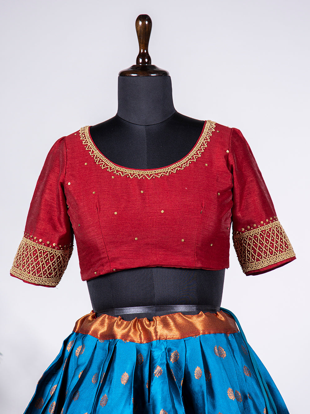 Blue Color Zari Weaving Work Jacquard Lehenga Choli