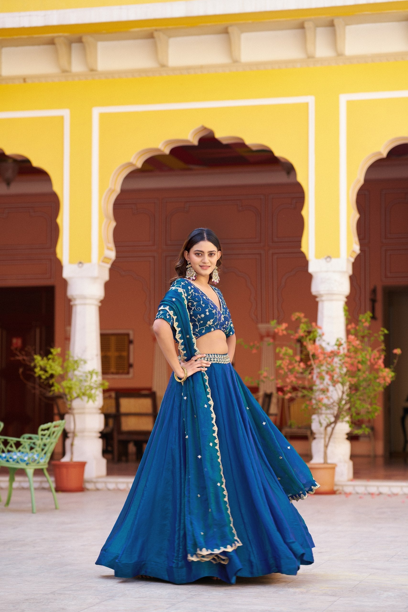 Blue Designer Sequins Lehenga Set