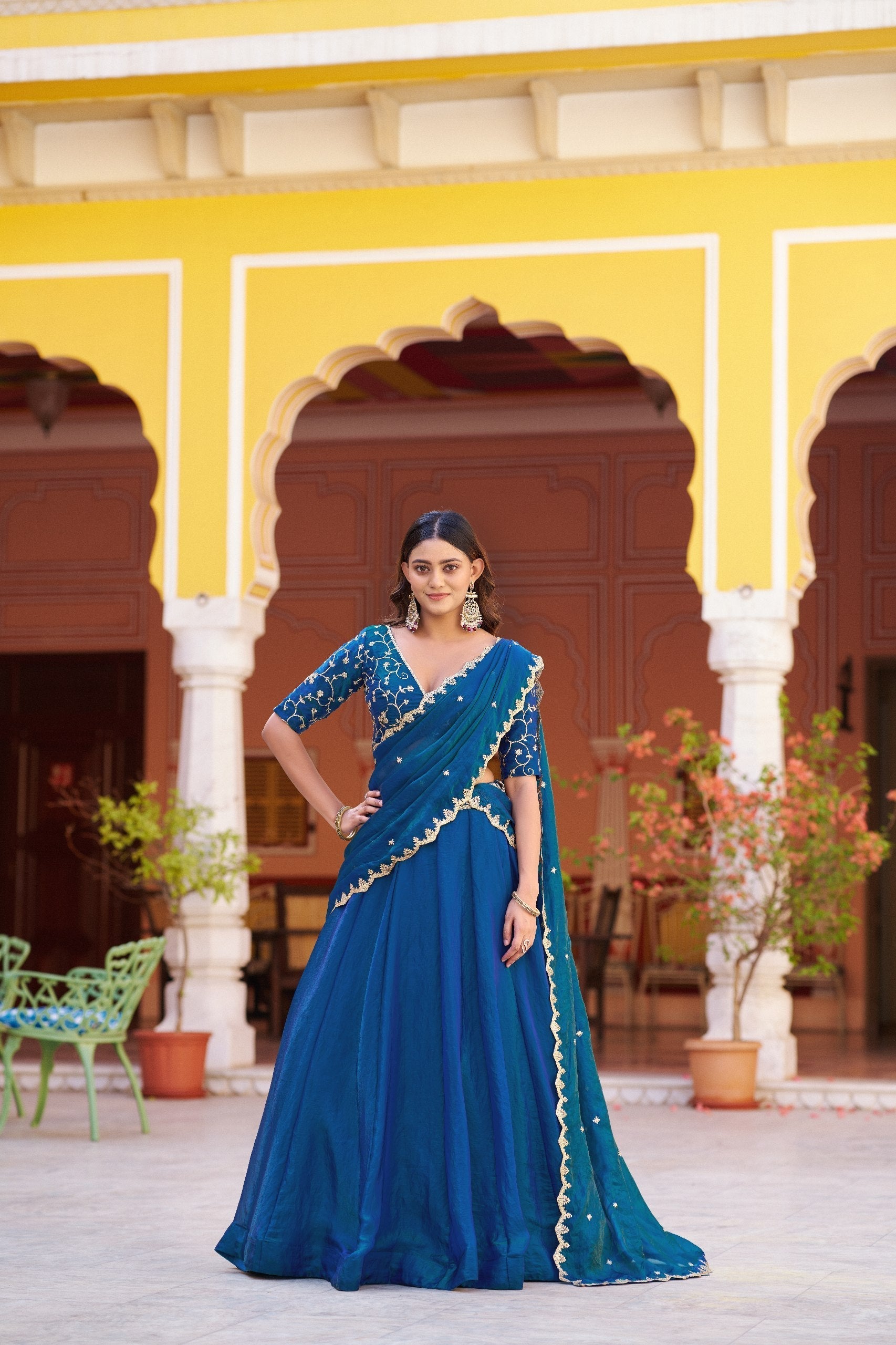 Blue Designer Sequins Lehenga Set