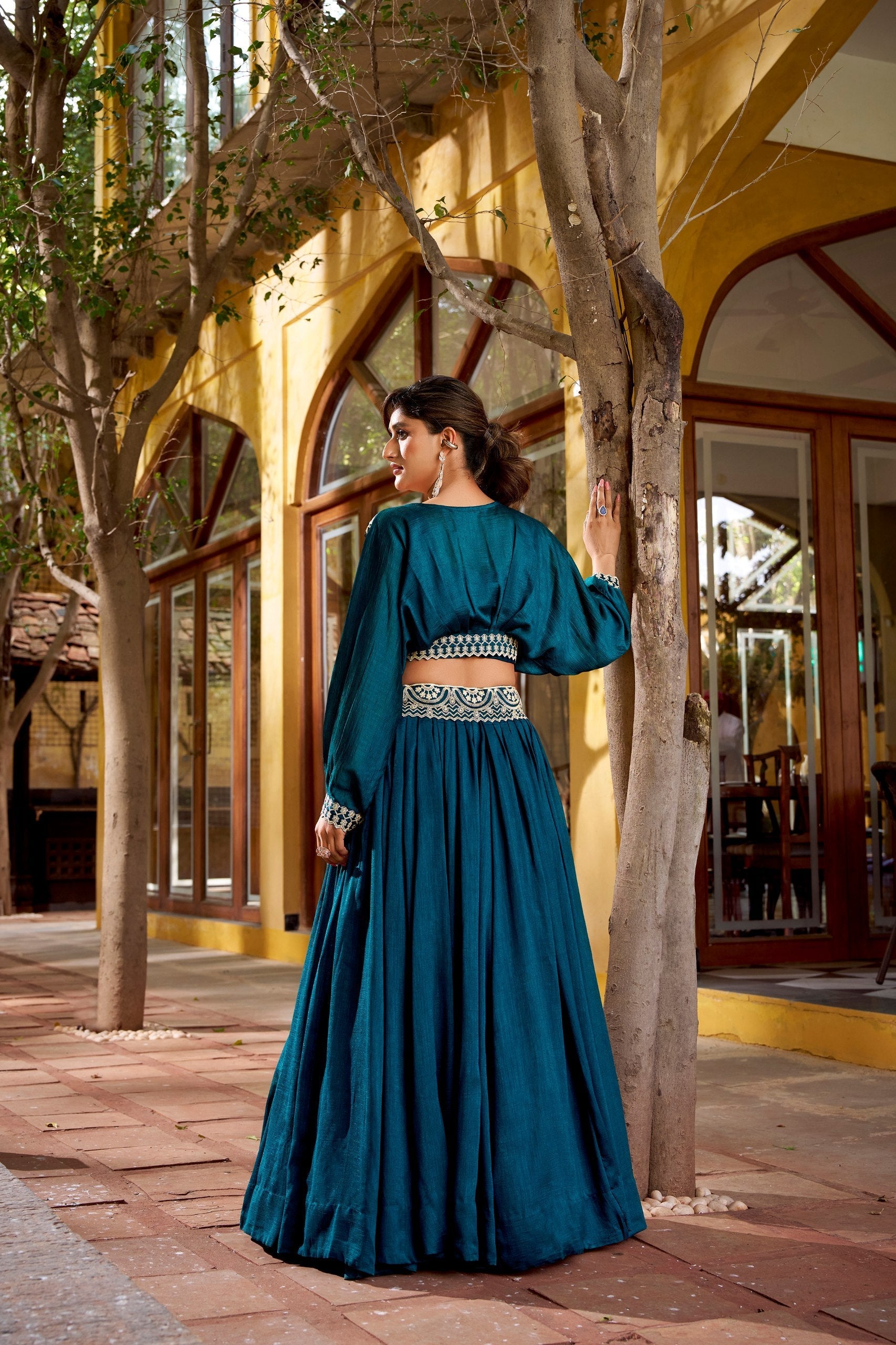 Blue Embroidered Lehenga Set