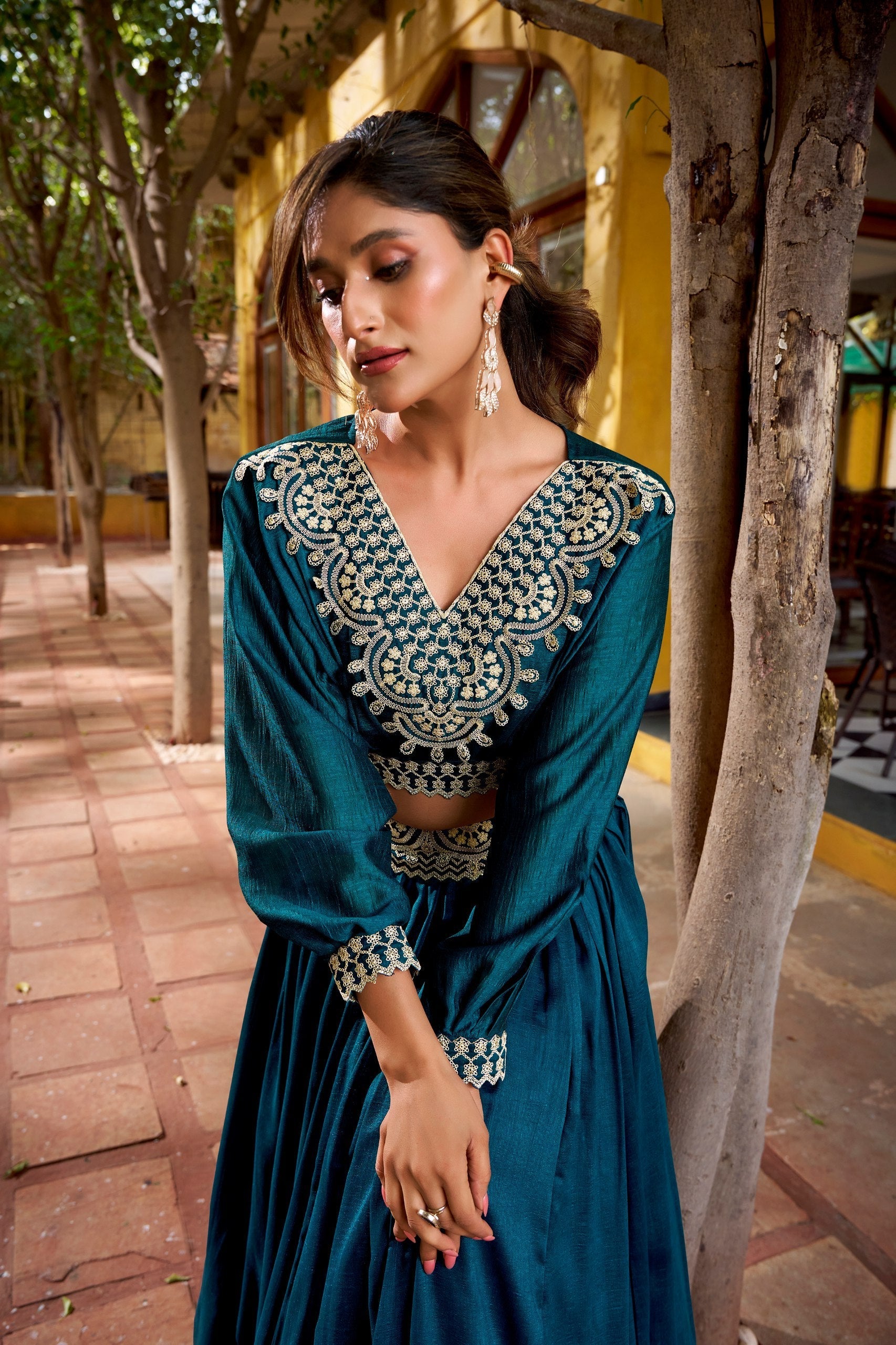 Blue Embroidered Lehenga Set
