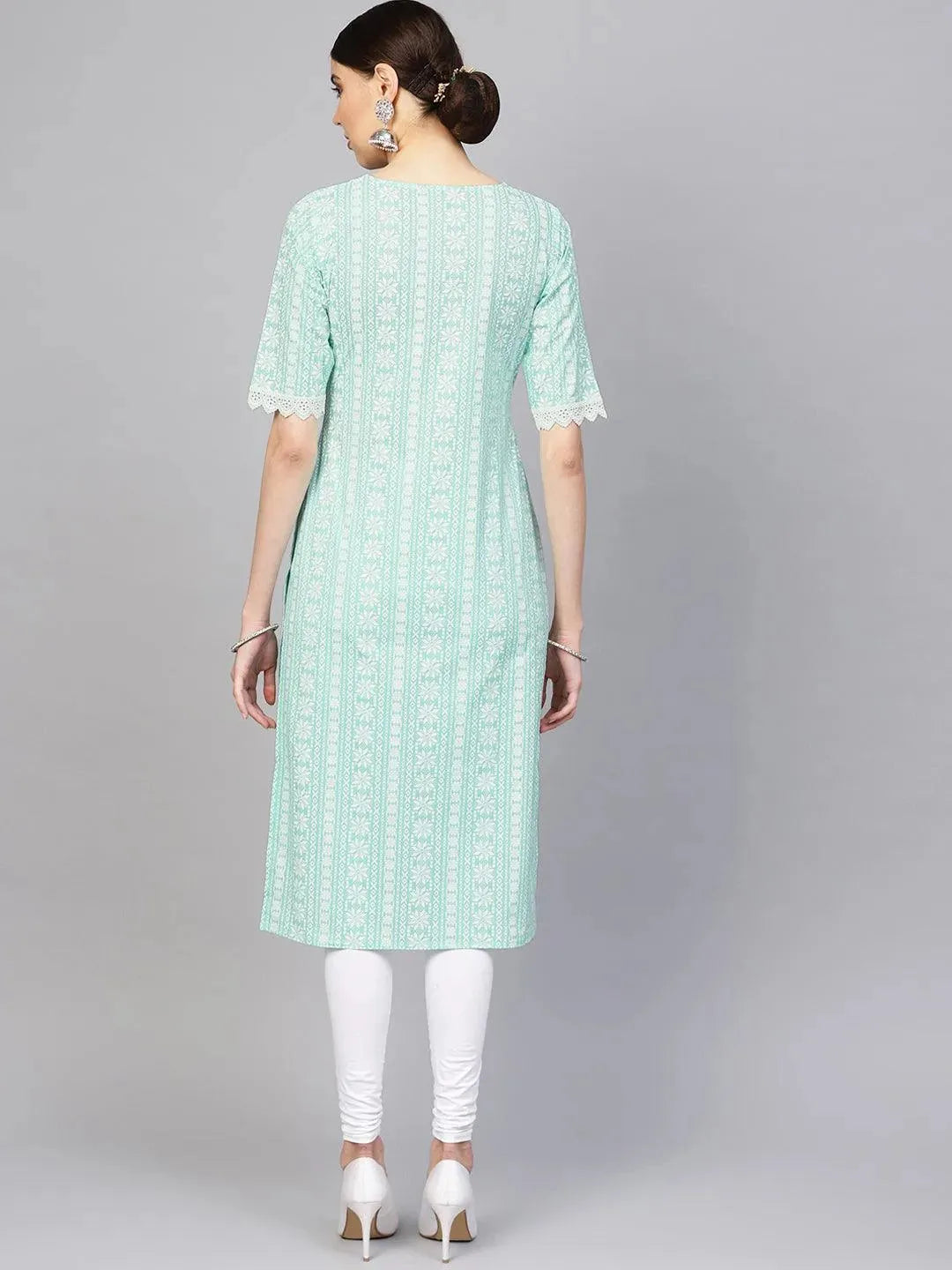 Anouk Blue Printed Cotton Kurta