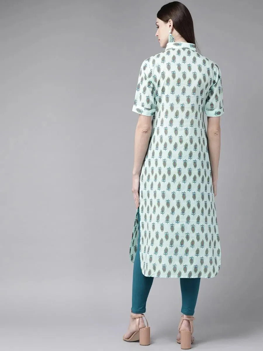 Anouk Blue Printed Cotton Kurta