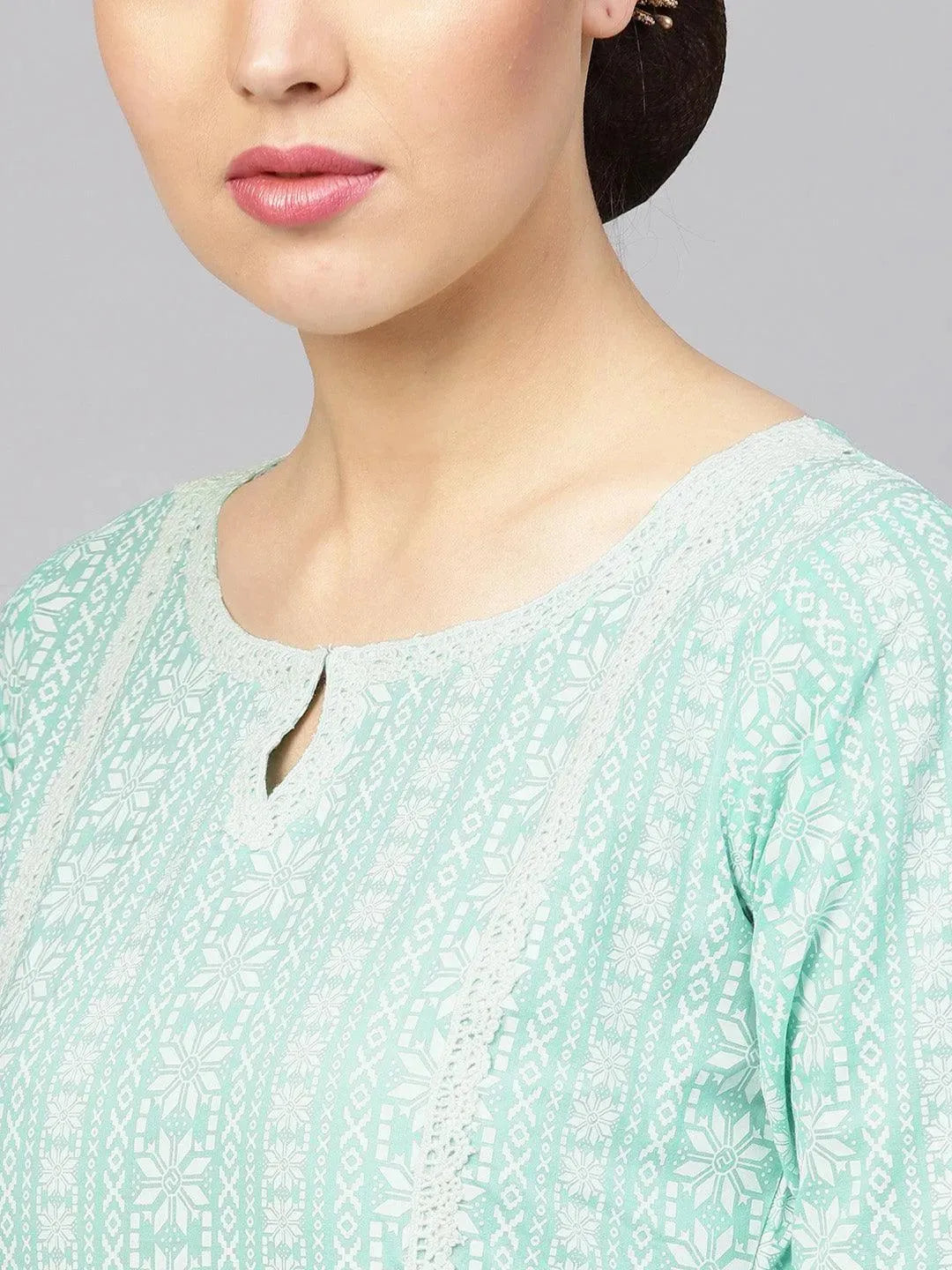 Anouk Blue Printed Cotton Kurta