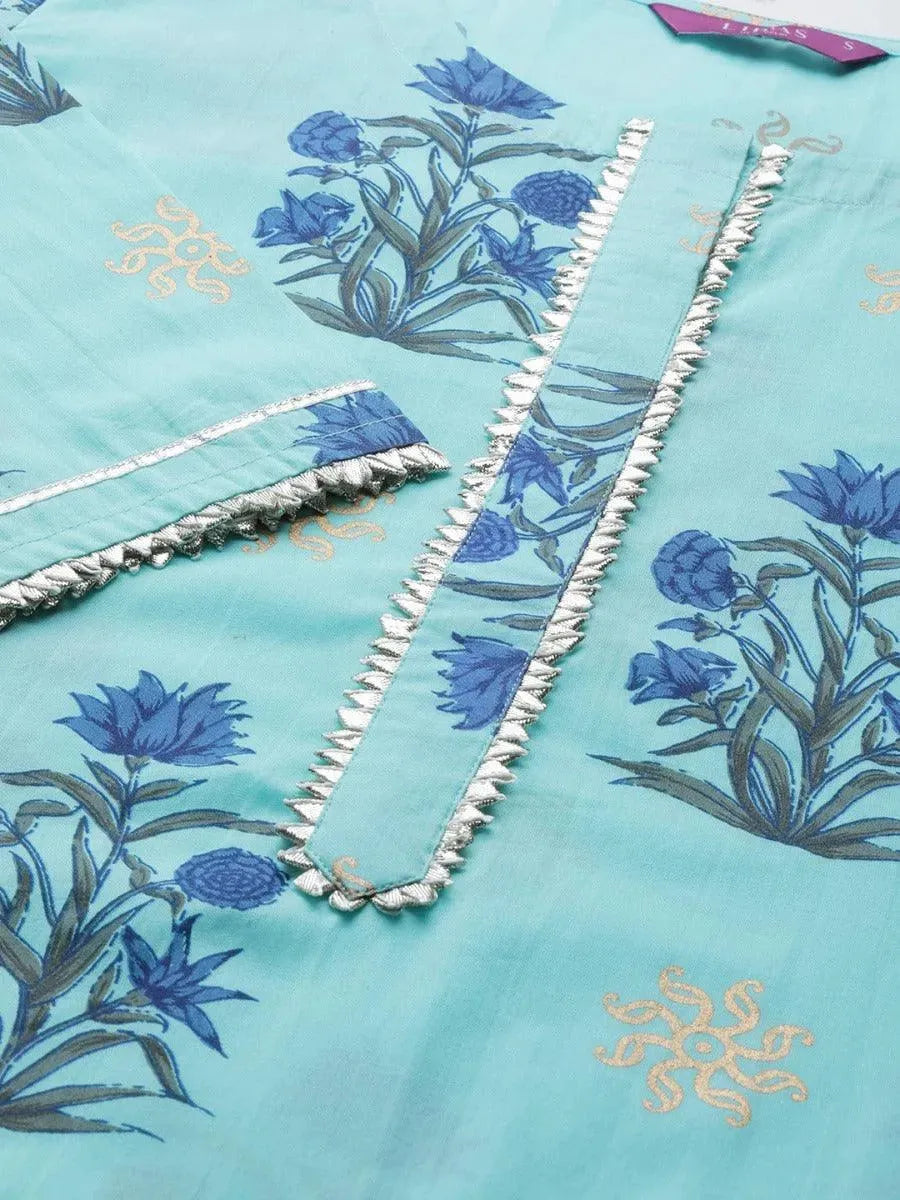 Anouk Blue Printed Cotton Kurta
