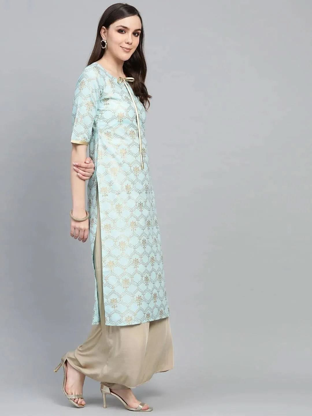 Anouk Blue Printed Cotton Kurta